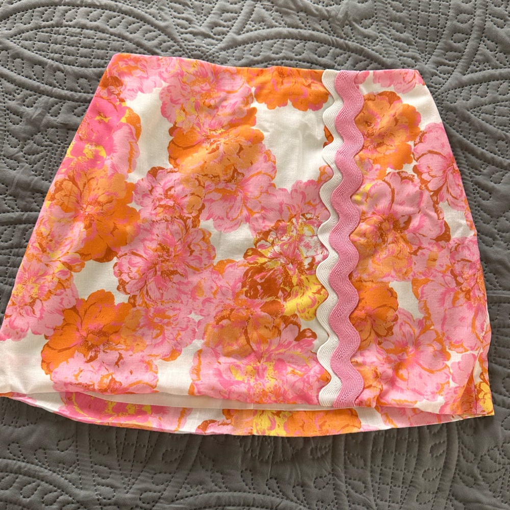 Pink and Orange A-Line Mini Skirt for Resort Wear